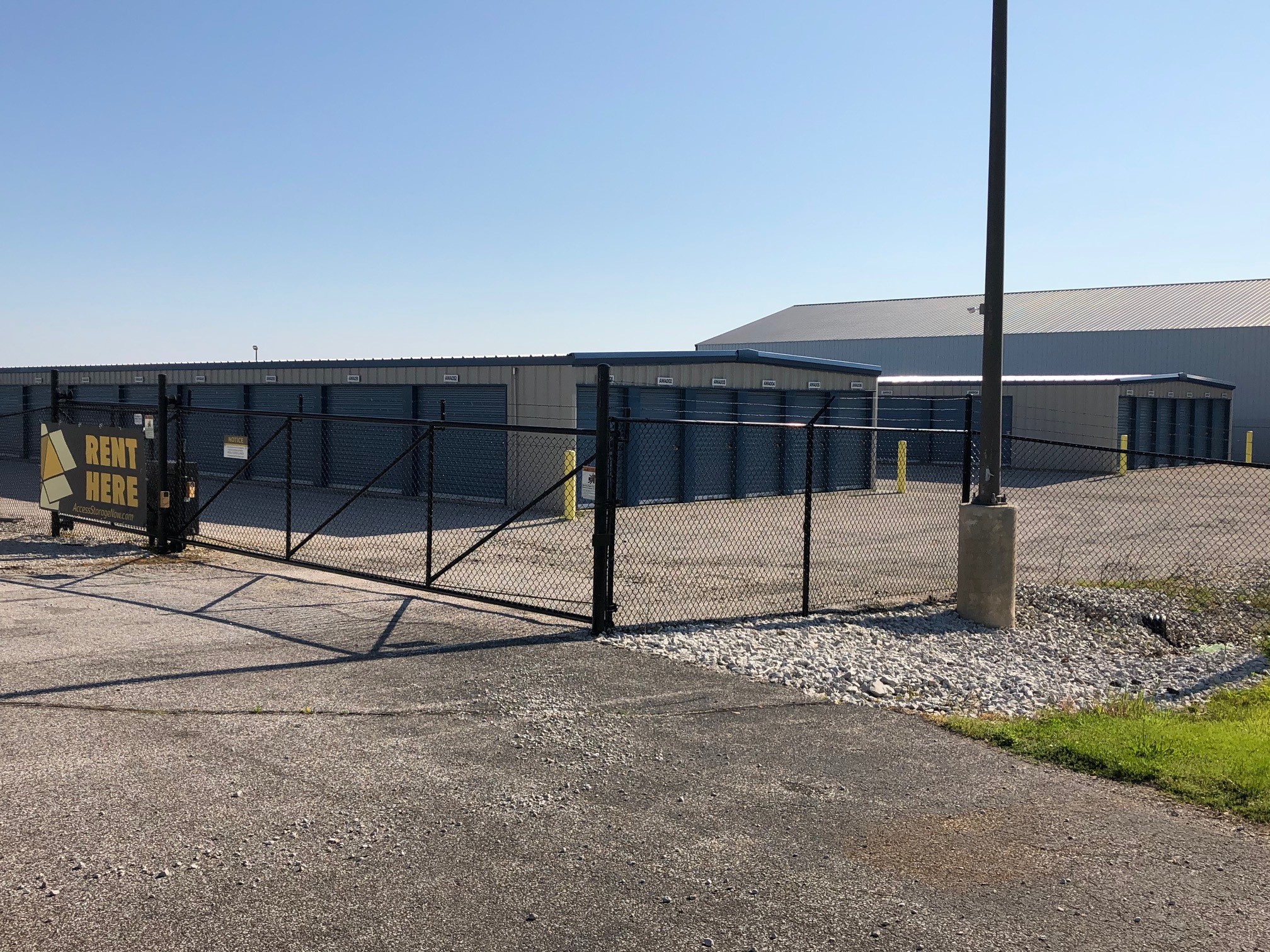 Fully fenced property with secure gate access at Washington, IN Access Storage, ensuring top-notch security and peace of mind.